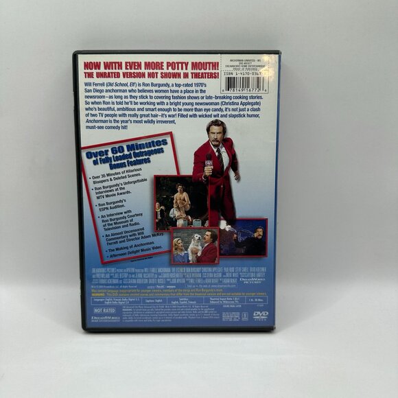 Anchorman The Legend Of Ron Burgundy DVD 2004 Unrated Will Ferrell DreamWorks - Picture 2 of 3